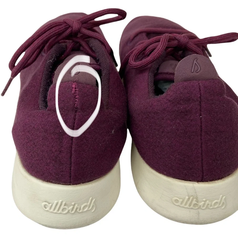 Allbirds Men’s Wool Runners Size M10 D520 Burgundy/White Renewable Materials